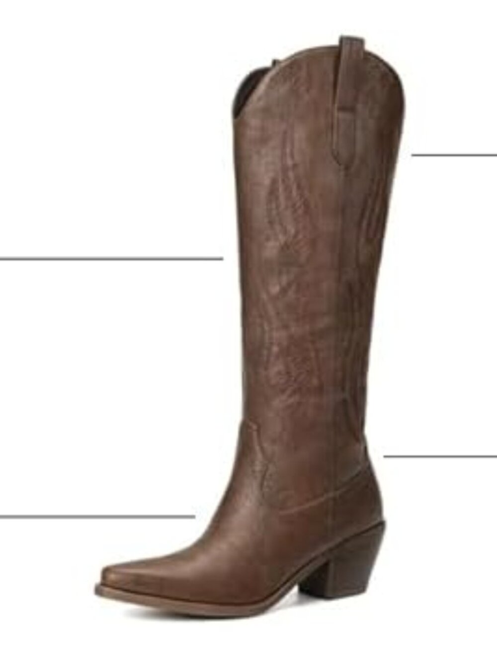 Cowboy Boots for Women - Knee High Wide Calf Cowgirl Boots, - Picture 3 of 4